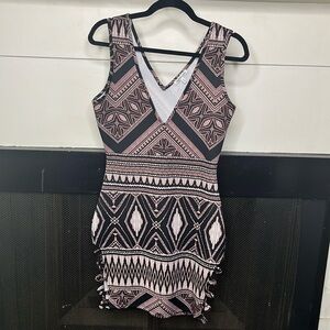 Deep V Aztec dress
